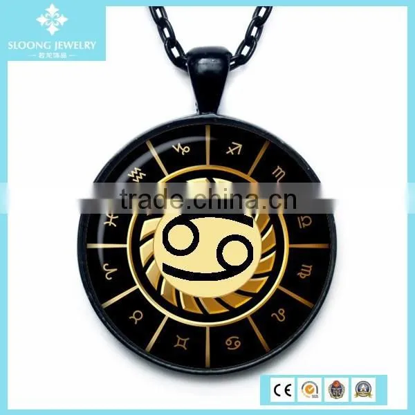 2015 Charm Round Glass Blue Butterfly Pendant Online photo-3