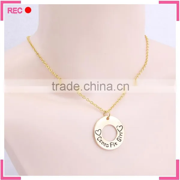 Personalized Name Necklace Cross Fit Girl, Circle Imitation Gold Chain Necklace photo-4