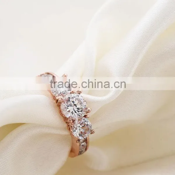 Wholesale Latest Design Rings Rose Real Gold Alloy Zircon Jewellery Ring photo-5