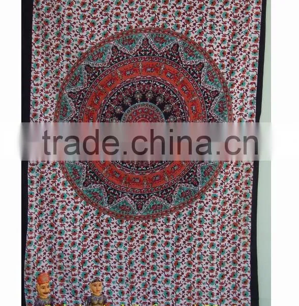 Bedspread Bed Cover Twin Size Indian Cotton Mandala Tapestry photo-2