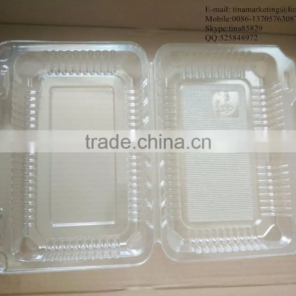 High Quality BOPS Clamshell Hinged Plastic Food Container for Bakery, Salad, Cake, Sushi and Pastry photo-2