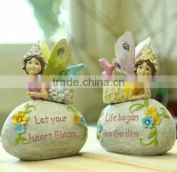 Small Garden Stone Outdoor Fairy Statues Pink Fairy Figurines for Sale photo-2