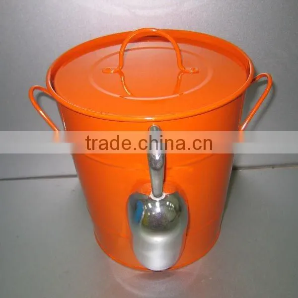 Wholesale Portable Power Coated Metal Ice Bucket Beer Drink Wine Cooler With Scoop photo-3