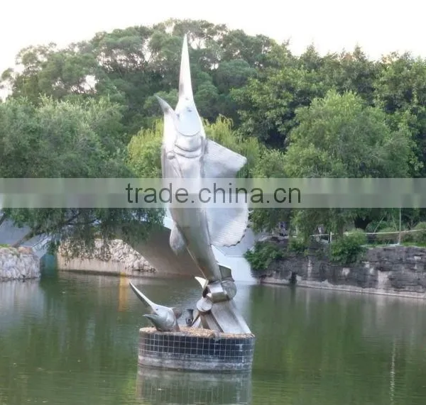 Watering Fish Stainless Steel Sculptures