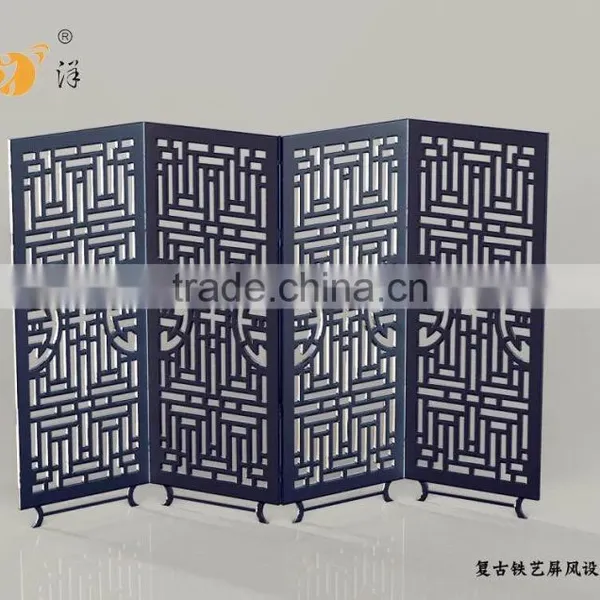 Retro Simple Living Room Partition Carving Creative Metal Screen photo-2
