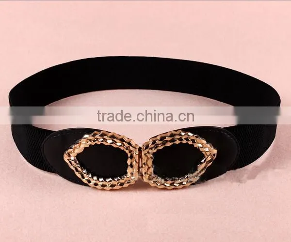 Wholesale Leaf Heart Pattern Alloy Buckle Elastic Sex Women Lady Waist Belt photo-2
