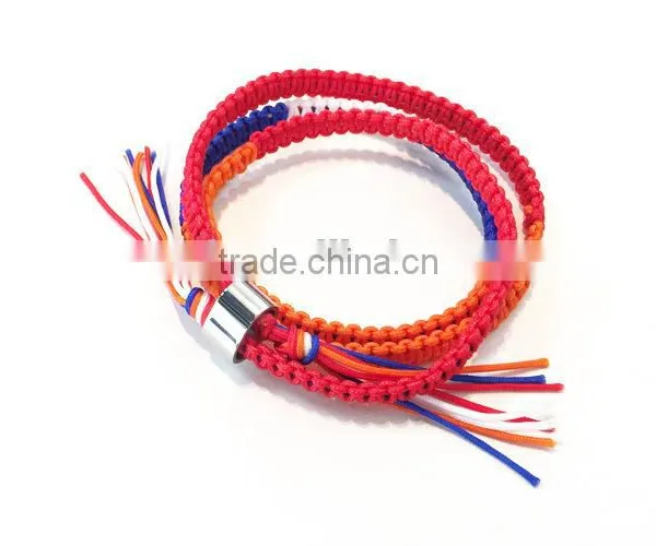 Red White Blue Orange Color Cord Handwoven Macrame Wrap Bracelet Braided Friendship Bracelet photo-4