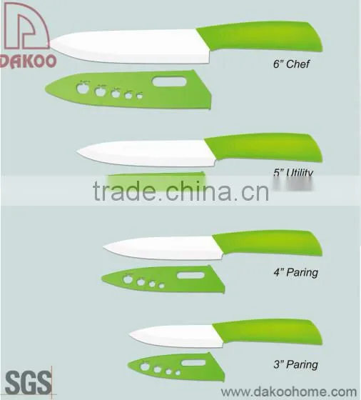 4 Pieces Color Handle Zirconia Chef/Paring Knife With Acrylic Stand photo-3