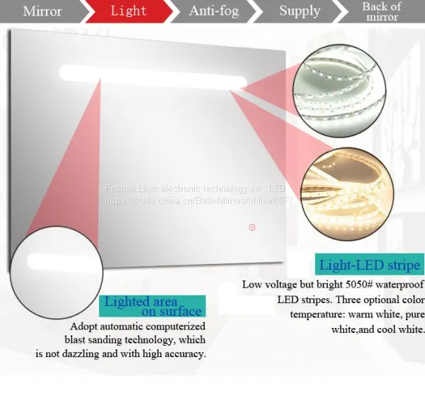 LED Light up Mirrors , Backit Mirrors With Heating Pad for Anti Fog photo-2