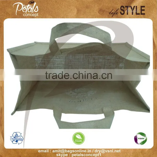 PP Laminated Jute Tote Bag With Jute Handle & With 2 Color Print Two Side photo-4