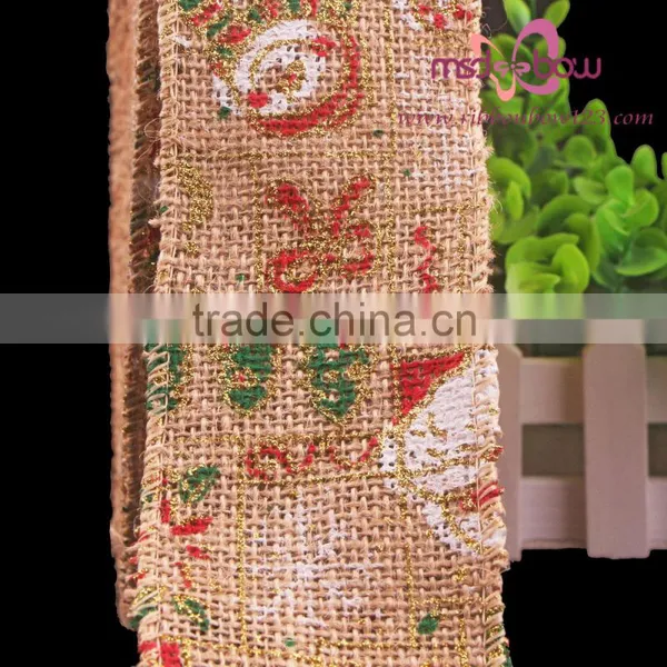 Christmas Jute Burlap Natural Ribbon With Metal photo-4