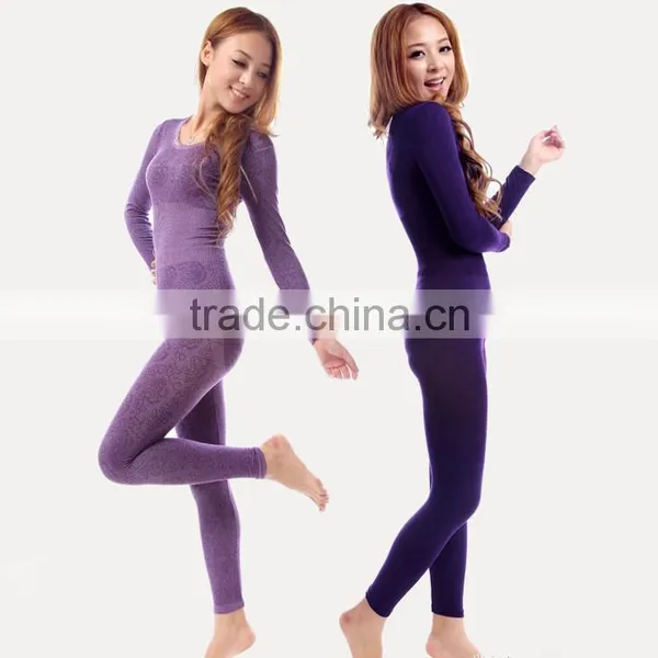 Custom Thermal Underwear Women 2014 Winter Modal Long Johns Underwears Top + Pant Ladies Sey Lace O-neck Seamless Slim Shapewear photo-5