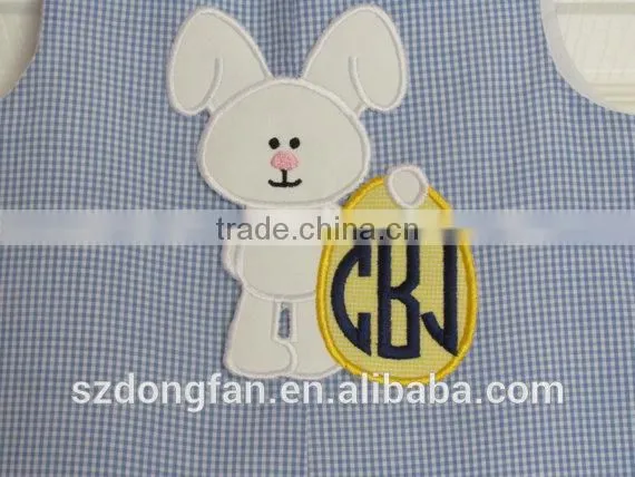 Baby Boy Shortall Longall Easter Applique Monogram Bunny Jon Jon Romper photo-2