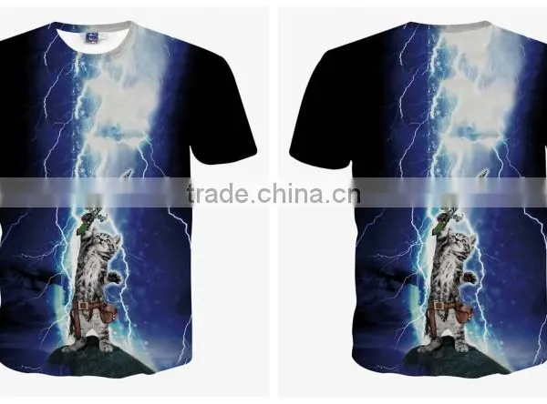 Ebay Hot Sale 3D Animal Printed T Shirts for Men Flash-cat Printed 3D T-Shirts Short Sleeve photo-4