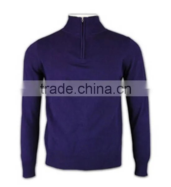 ISO9001/BSCI Manufature Purple Zipper Mens Blank Wool Sweater photo-6