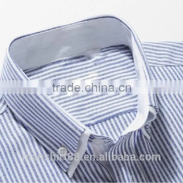 2017 Double Collar Contrast Color Striped Men Oxford Shirts photo-2