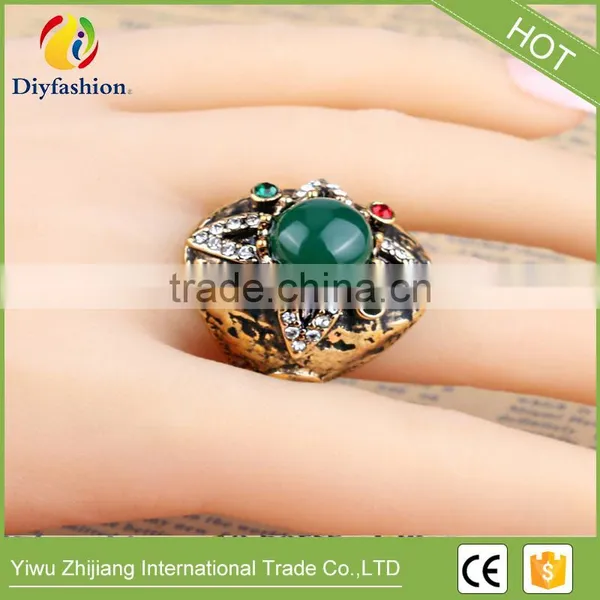 New Antique Rings For Women Fashion Accessories Antique Gold Green Stone Crystal Fine Finger Ring Female Jewelry photo-6