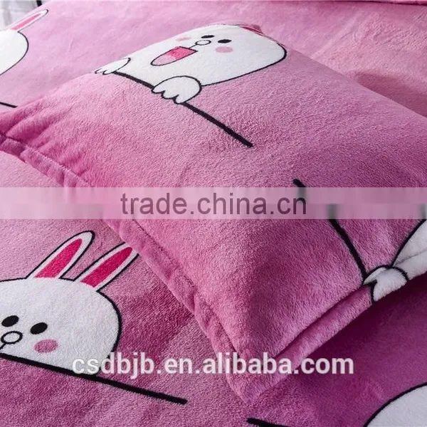 2017 NEW LOVELY CARTOON RABBIT FLANNEL 4PCS BEDDING SET photo-5