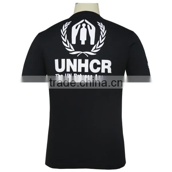 Silk Screen Printing Short Sleeve Black Scoop Neck T Shirt For Men photo-3