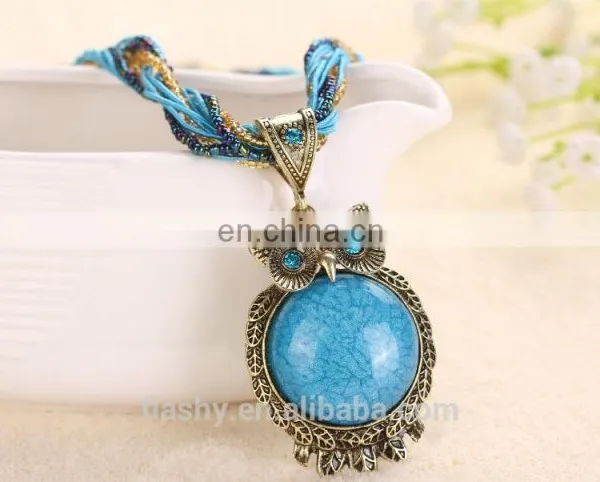New Fashion 17 Color Owl Pendant Chain Necklace Chrismas Gift Jewelry photo-5