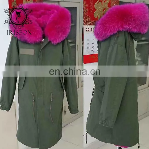 Women Jackets Warm Fox Fur Collar Hooded Long Italian Fox Fur Lined Coats