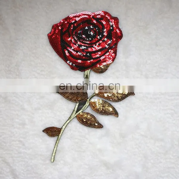 Hot Sale Fahsion 3D Rose Sequin Patch With Glue photo-3