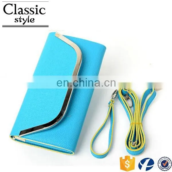CR Fully Stocked Cheap Fancy a Casual Shoulder pu Surface Inlaid Iron Border With Long Belt Black Envelope Purse Silicon Bag photo-5