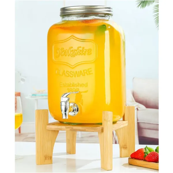 Juice Can Glass Beverage Dispenser - Large Capacity Glass Jar With Built-in Spigot, Ideal for Home Parties and Daily Use photo-5