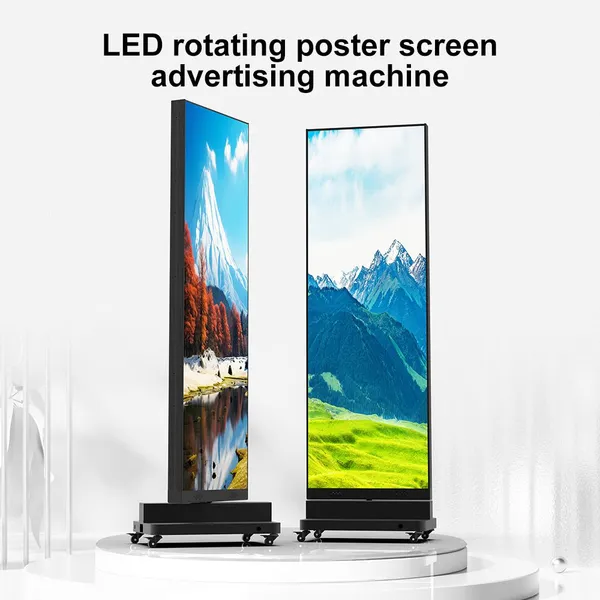 LED Poster Screen Advertising Machine Indoor Floor-standing Double-sided Rotating LED Advertising Screen Mobile Display Exhibition Promotion