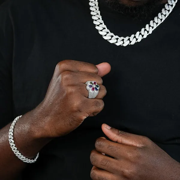 Shining Star Jewelry Mens Flower Rings 925 Sterling Silver Colorful Ring Jewelry photo-4