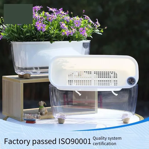 Wholesale of Cross - Border Hot - Selling All - Transparent Plastic Self - Watering Lazy Flower Pots, Special Resin Planting Pots for Amazon photo-2