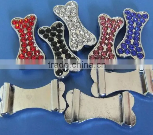 Compet Produce 10mm Rhinestone Promotional Gifts Zinc Alloy Slide Bone Charms for Dog Collars & Human Bracelets photo-2