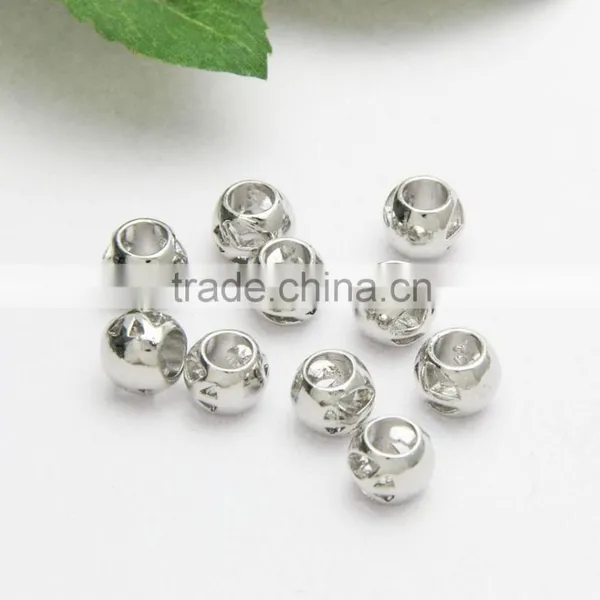 Round Hollow Large Hole Metal Beads, DIY Zinc Alloy Necklace & Bracelets Beads Accessories photo-6
