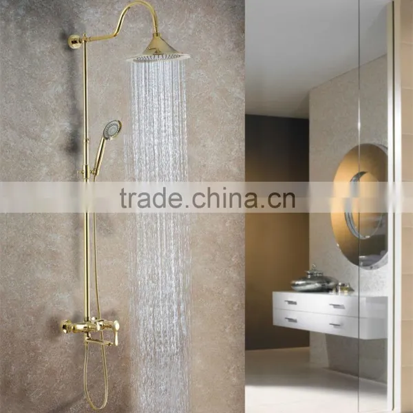Golden Plated Single Handle Solid Brass Rainfall Shower photo-5