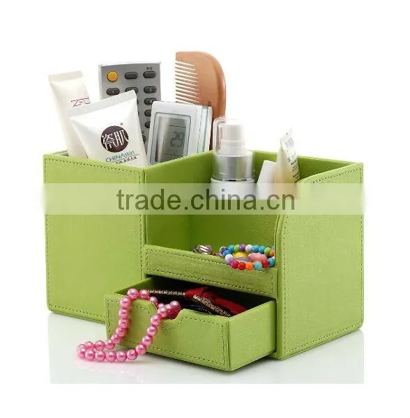 Pu Faux Leather Tidy Tray Pen Pot Desk Orgainser Hot Sell Brush Pot Multifunction PU Leather Pen Desk Organizer photo-5