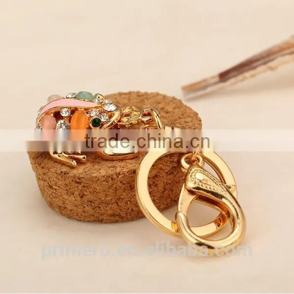 New Fashion Cat Eye Stone Frog Keychain Crystal Purse Bag Key Chain Ring Key Gift photo-6