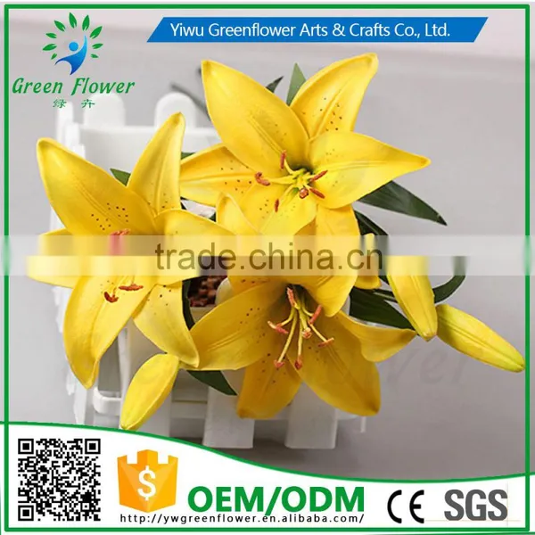 2016 Wholesale Multicolor Latex Artificial PU Flowers Lily Real Touch Bouquet Wedding Bridal Decor Display Flower photo-2