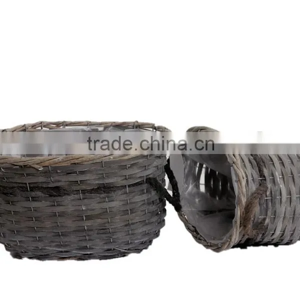 2pcs Factory Direct Supply Oval Garden Flower Basket With Handle photo-3