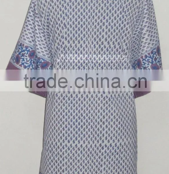 Indian Cotton Hand Block Printed Kaftan Women Sexy Fashionable Caftan Designer Casual Wear Poncho Girls Kaftan photo-2