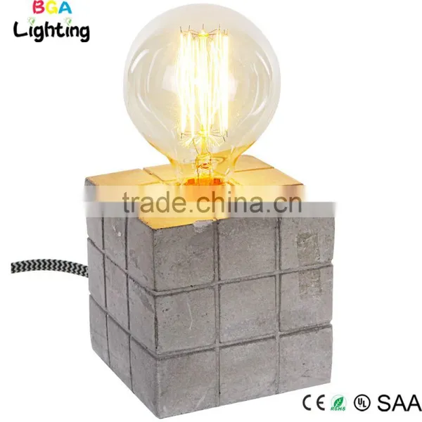 Rubik's Cube Concrete Lights Desk Lamp With Colorful Plug Cord
