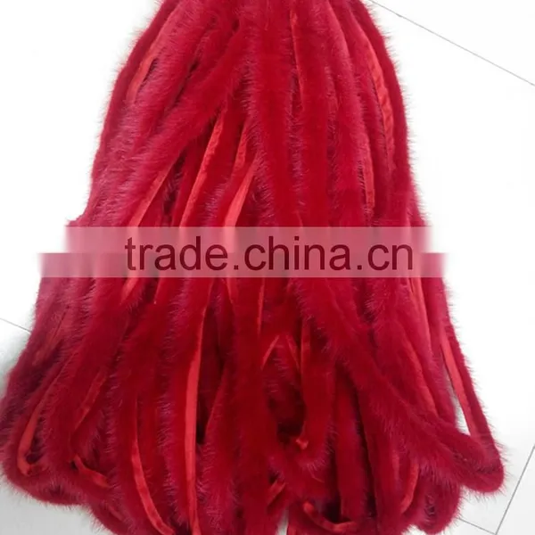 China Wholesale Dye Mink Fur Strip / Fur Collar / Real White Mink Fur Trimming photo-3