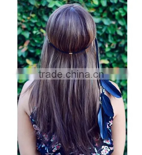 Hot Sale Boho Style Handmade Suede Feather Beach Hair Head Band Headband photo-3