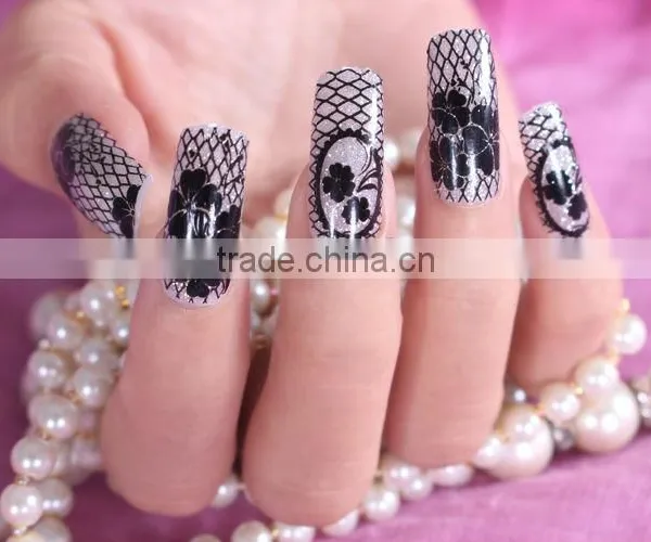 Black/white Lace Nail Sticker Wholesale Shining Glitter Nail Sticker Nail Wraps photo-3