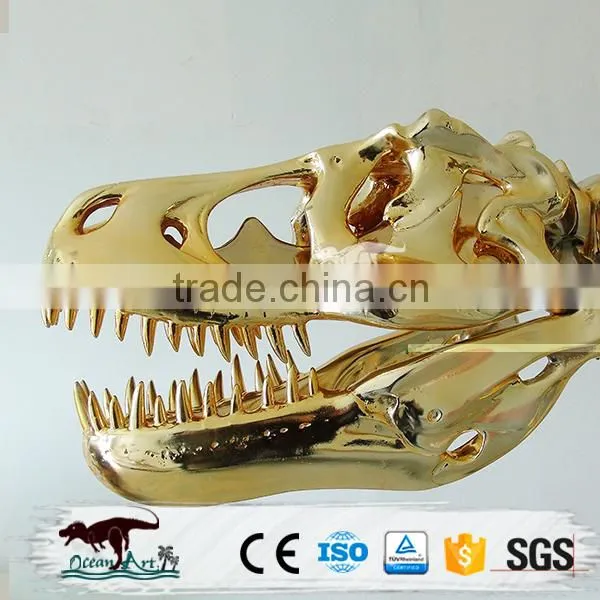 Fashionable Showcase Decorate Golden Dinosaur Skeleton photo-4