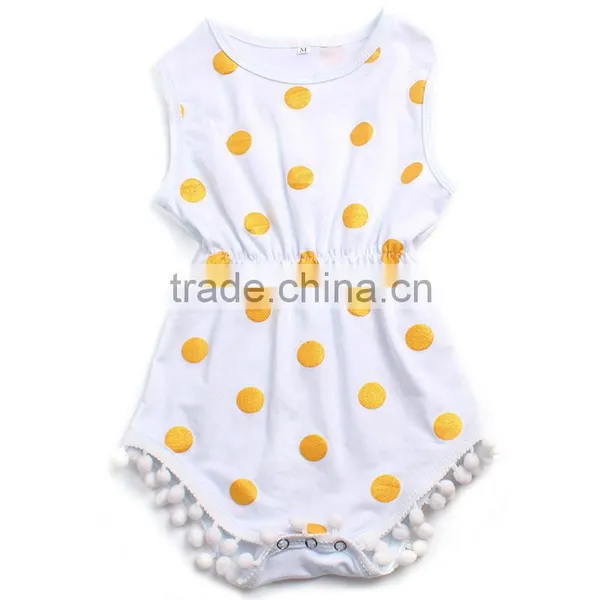 Plain White Baby Rompers White and Yellow Spot Rompers Baby Girls Rompers Jumpsuits photo-3