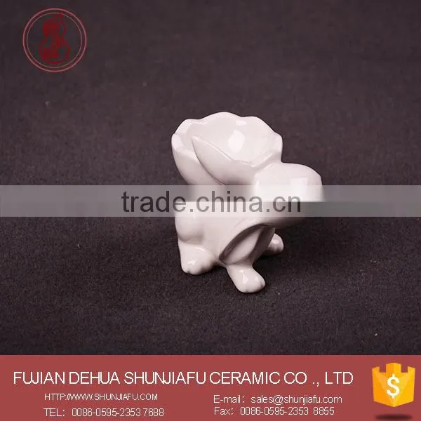 Handmade Unglazed Creative White Porcelain Rabbit Egg Holder Ceramic photo-3