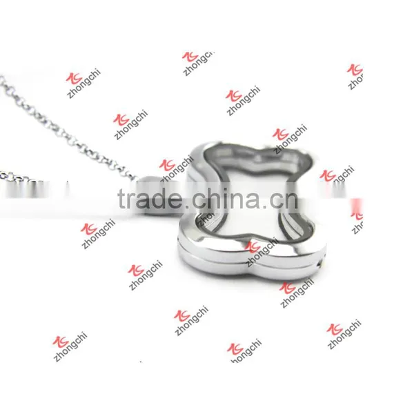 Alloy Silver Floating Plain Dog Bone Charms Lockets Necklace (DBN51114) photo-3
