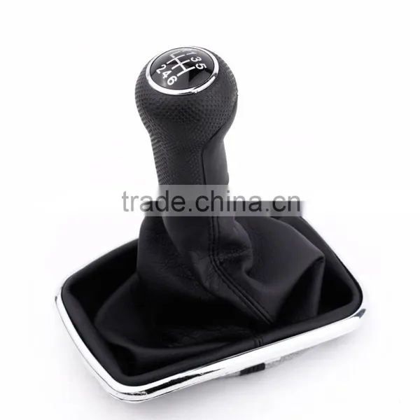 New 6 Speed Gear Shift Knob Gaitor Boot Black PU Leather photo-6