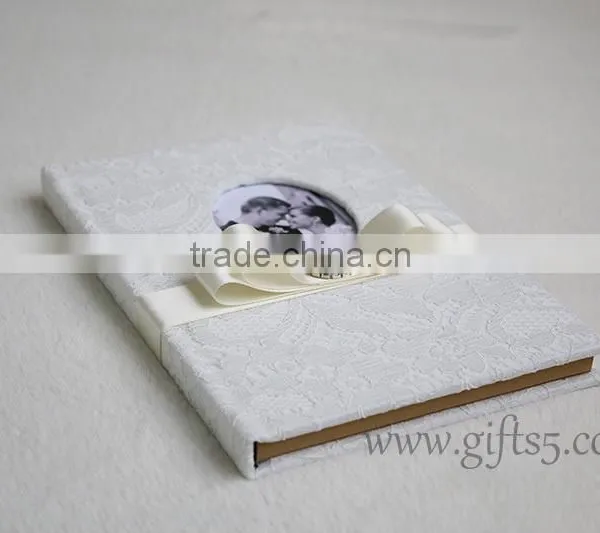 Handmade Wedding Guestbook With Lace Hardcover photo-2
