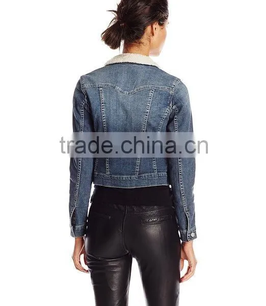 Women's Pixie Denim Jacket With Sherpa Collar photo-2